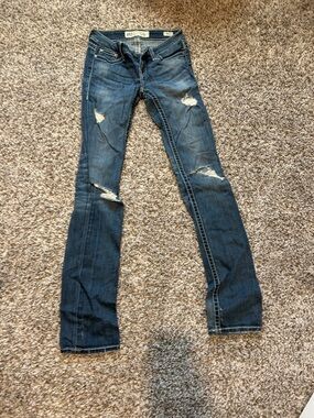 BKE Women's Dark Blue Distressed Bootcut Jeans